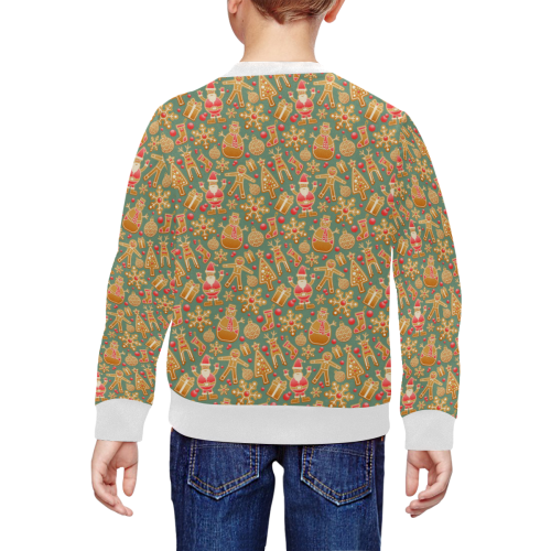 Christmas Gingerbread Icons Pattern All Over Print Crewneck Sweatshirt for Kids (Model H29)