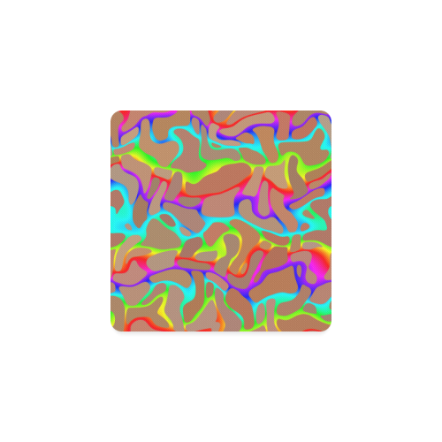 Colorful wavy shapes Square Coaster