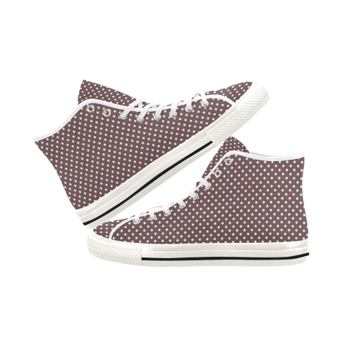 Chocolate brown polka dots Vancouver H Women's Canvas Shoes (1013-1)