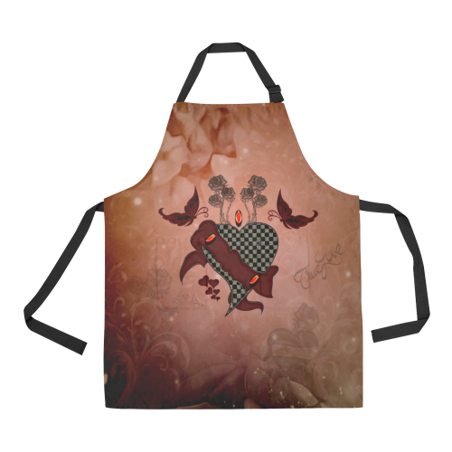 Heart with butterflies All Over Print Apron