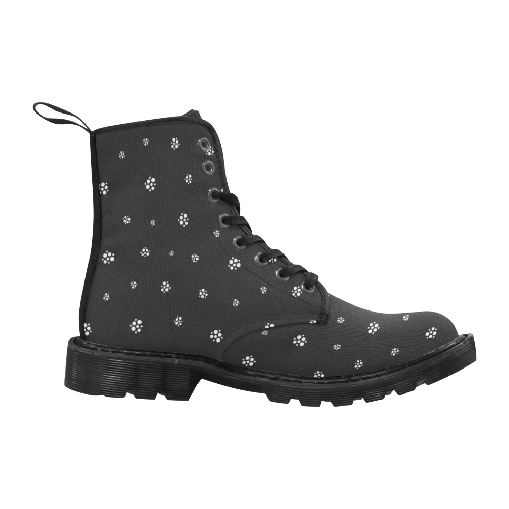 Tiny white Circle dots on black Martin Boots for Women (Black) (Model 1203H)