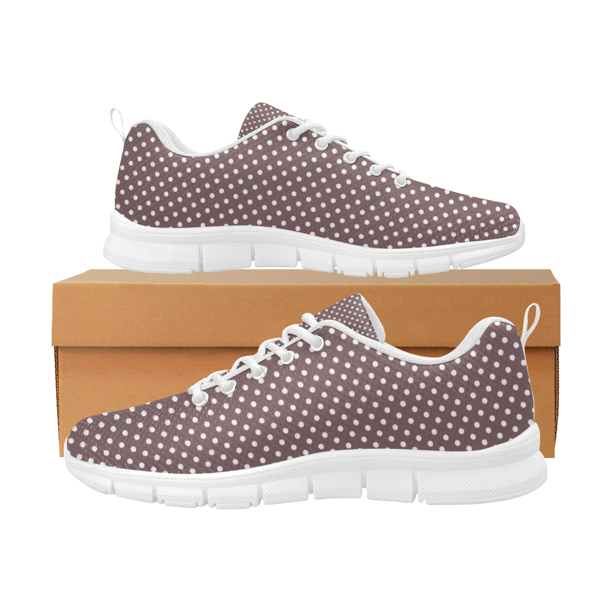 Chocolate brown polka dots Women's Breathable Running Shoes (Model 055)