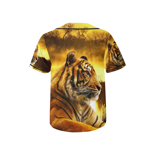 Tiger and Sunset All Over Print Baseball Jersey for Kids (Model T50)