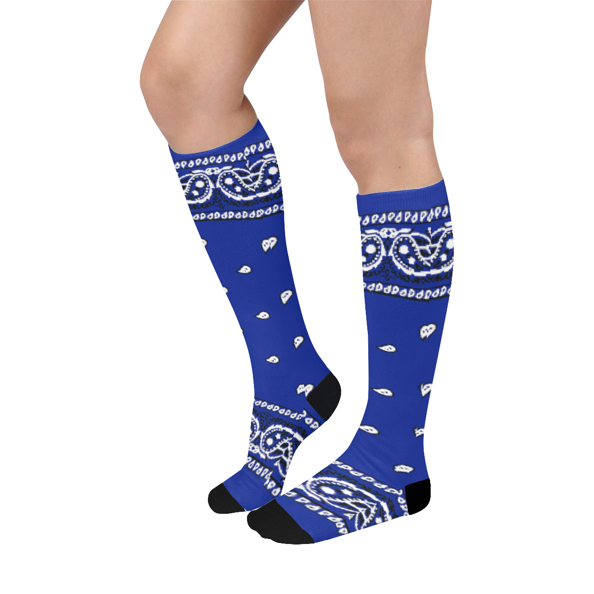 KERCHIEF PATTERN BLUE Over-The-Calf Socks