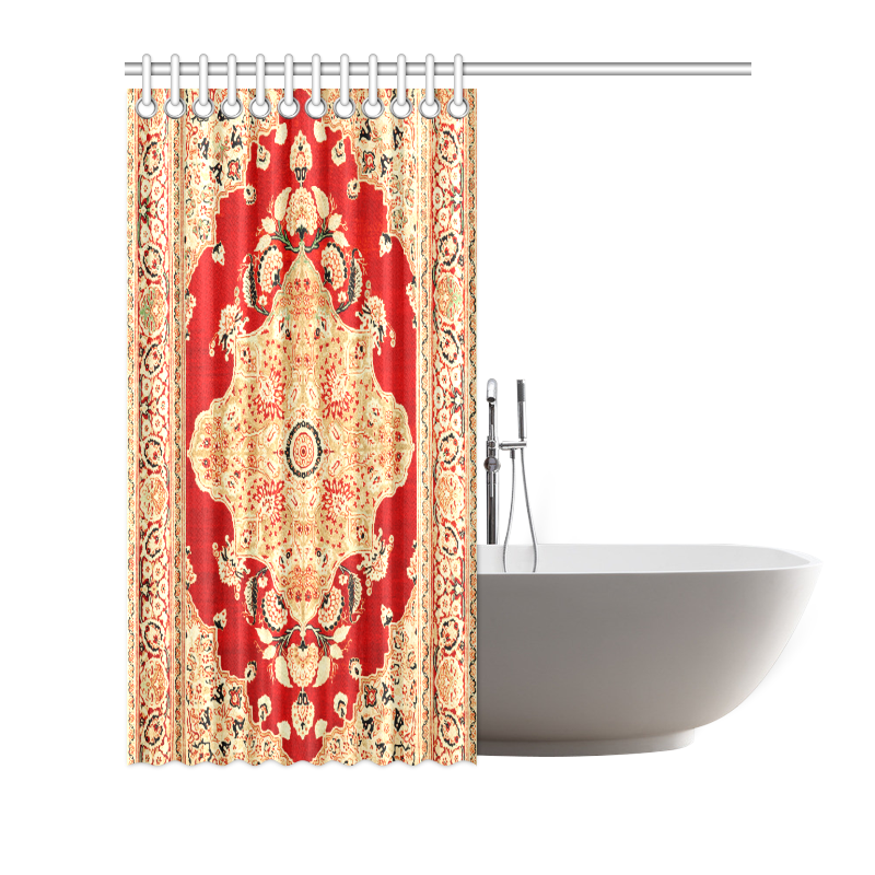 Persian Carpet Hadji Jallili Tabriz Red Gold Shower Curtain 72"x72"