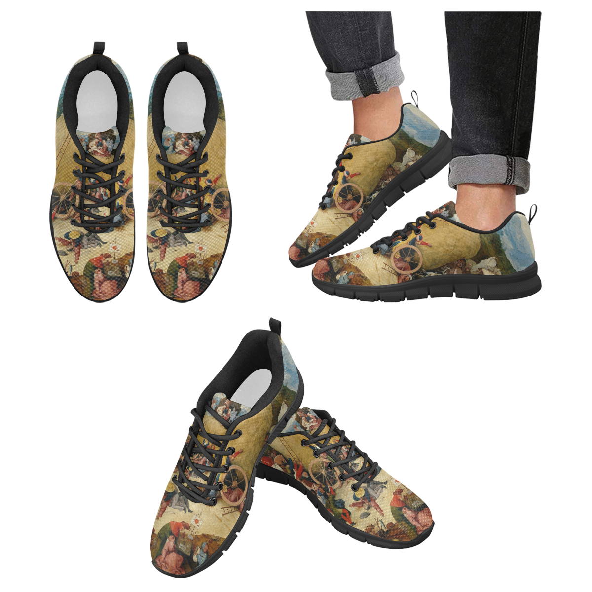 Hieronymus Bosch-The Haywain Triptych 2 Men's Breathable Running Shoes (Model 055)