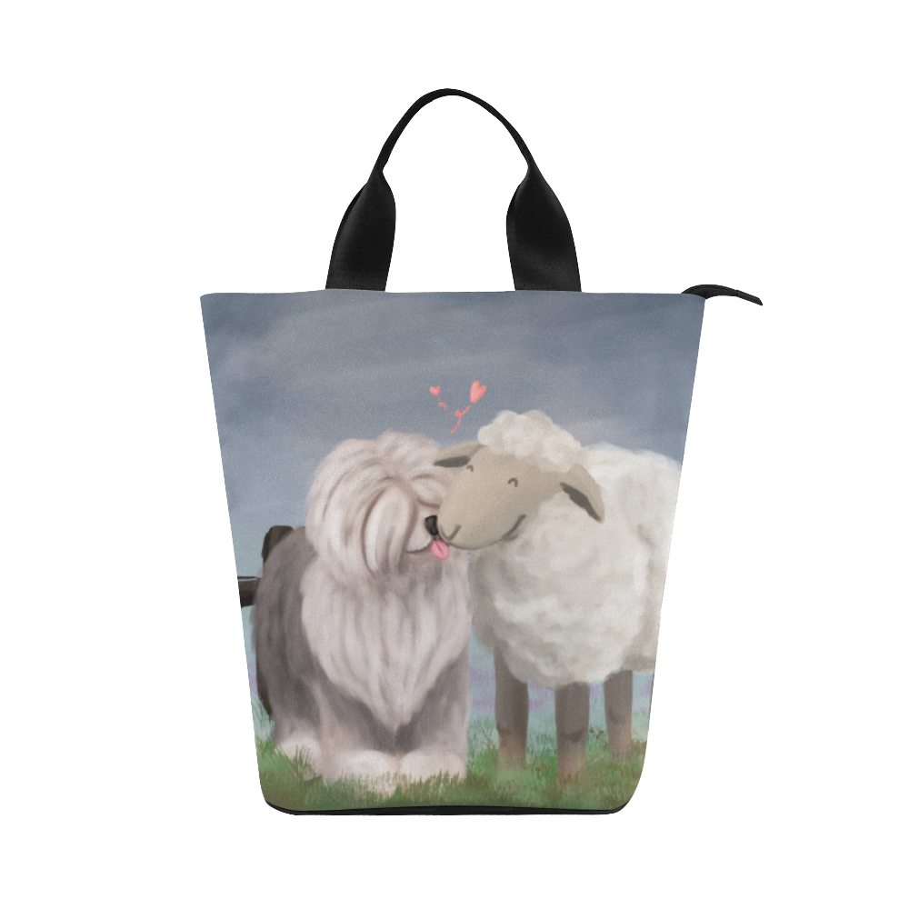 sheepdog and the sheep-big with backgrd Nylon Lunch Tote Bag (Model 1670)