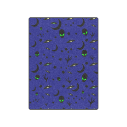 Alien Flying Saucers Stars Pattern Blanket 50"x60"