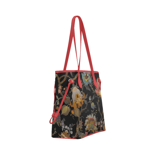 Dark Floral Clover Canvas Tote Bag (Model 1661)