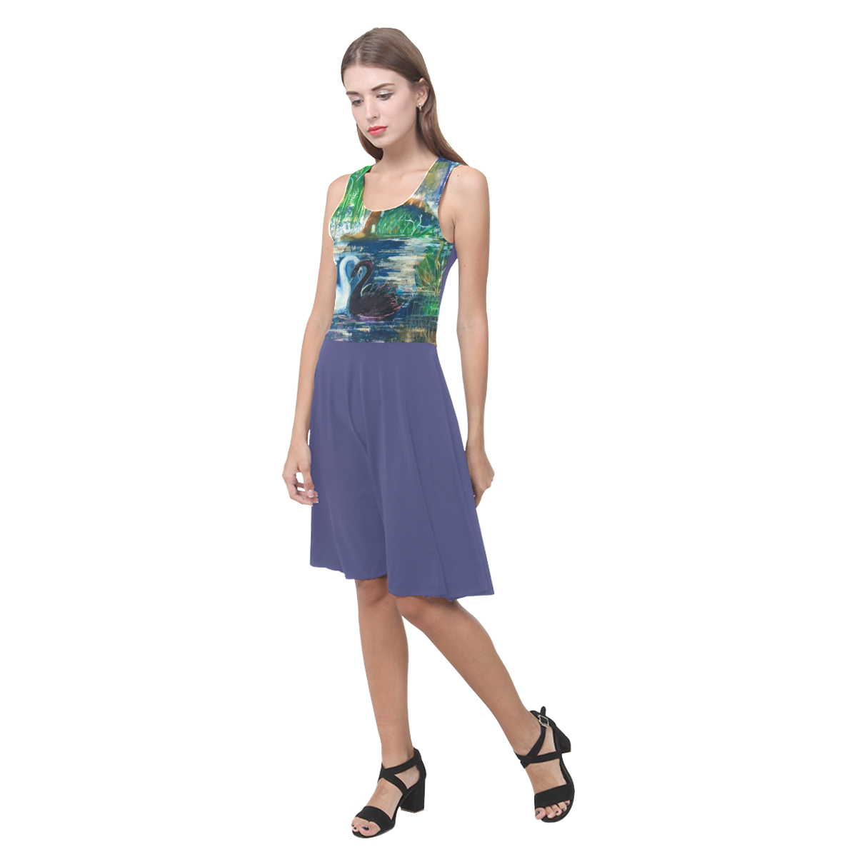 Swans in an Alcove Atalanta Casual Sundress(Model D04)