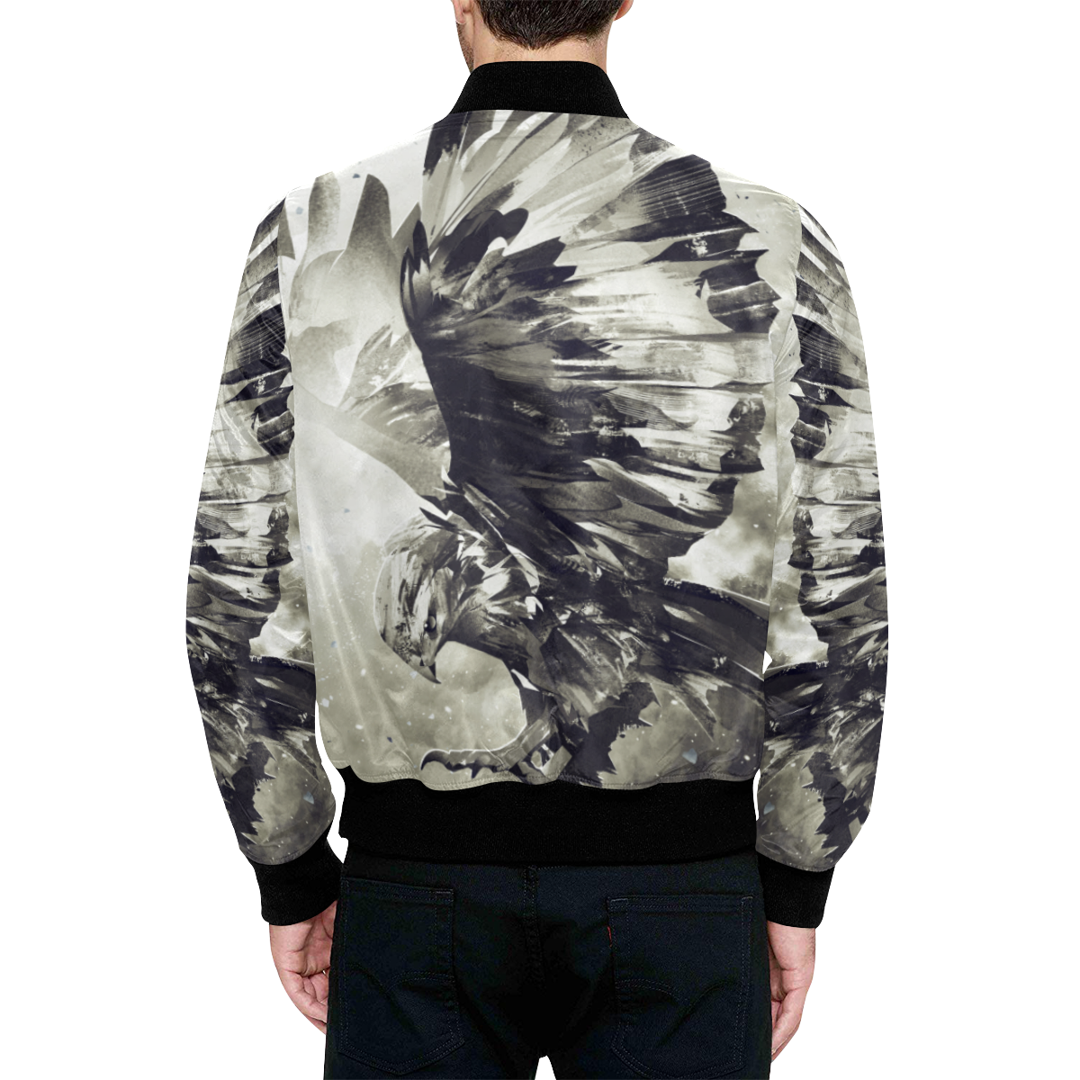 Eagle Bird Animal All Over Print Quilted Bomber Jacket for Men (Model H33)