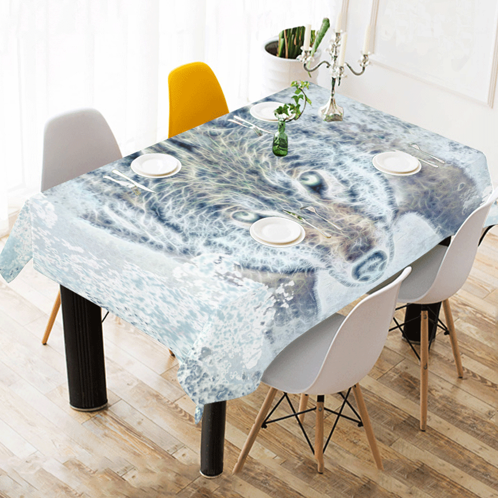 Snow Wolf Cotton Linen Tablecloth 60" x 90"