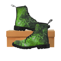Fantasy Swirl Lime Green. Martin Boots for Men (Black) (Model 1203H)