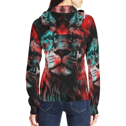 lion jbjart #lion All Over Print Full Zip Hoodie for Women (Model H14)