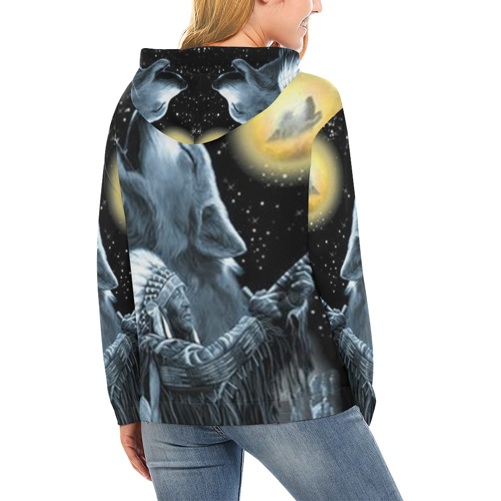 Embrace The Wolf Spirit All Over Print Hoodie for Women (USA Size) (Model H13)