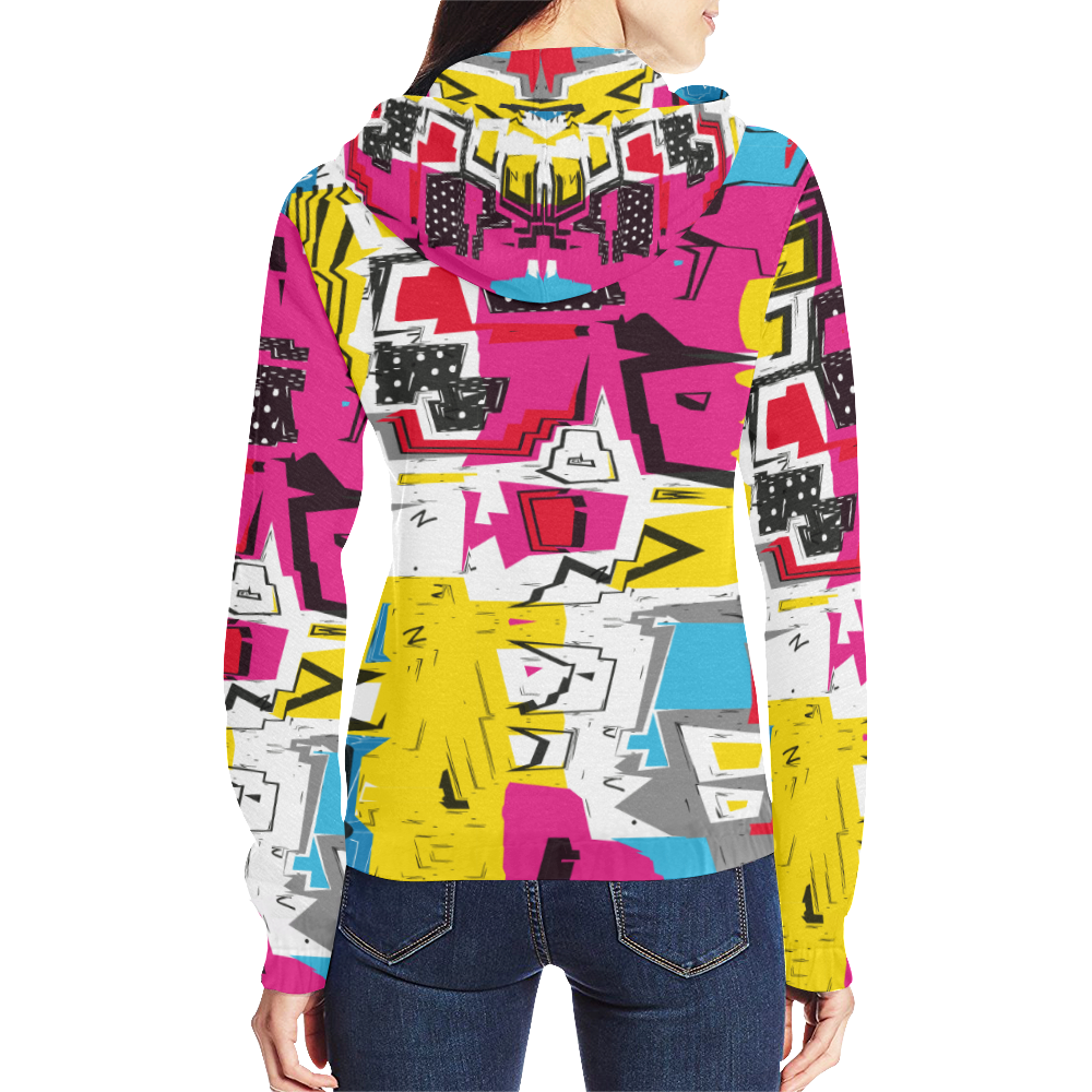Distorted shapes All Over Print Full Zip Hoodie for Women (Model H14)