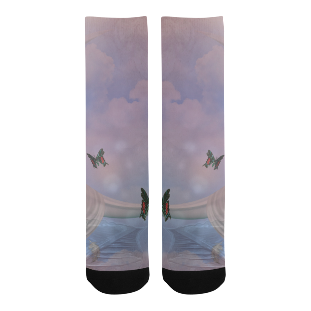 The moon with butterflies Trouser Socks (For Men)