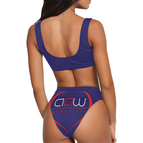 AAW101 Swimwear Blue Diva Sport Top & High-Waisted Bikini Swimsuit (Model S07)
