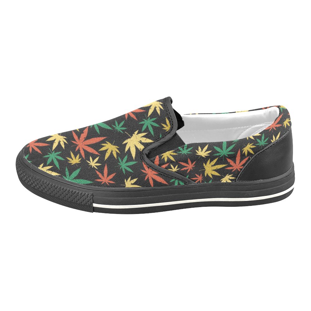 Cannabis Pattern Women's Unusual Slip-on Canvas Shoes (Model 019)