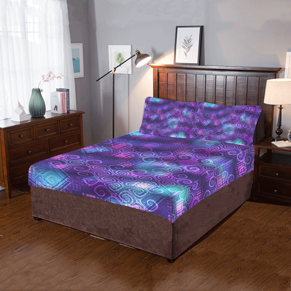 Distressed Punk Spirals and Patches 3-Piece Bedding Set