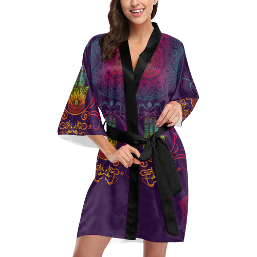 Hamsa Colorful Mandala Kimono Robe