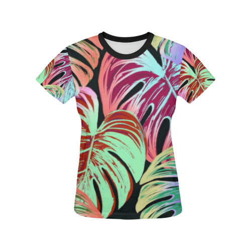 Pretty Leaves A by JamColors All Over Print T-shirt for Women/Large Size (USA Size) (Model T40)