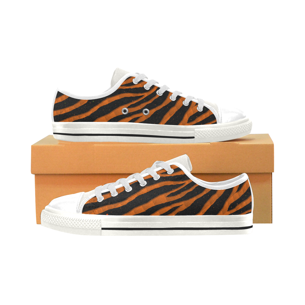 Ripped SpaceTime Stripes - Orange Low Top Canvas Shoes for Kid (Model 018)