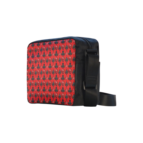 Las Vegas Black and Red Casino Poker Card Shapes on Red Classic Cross-body Nylon Bags (Model 1632)