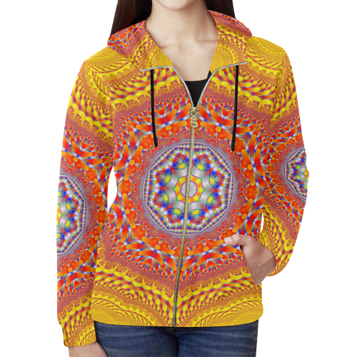 Face to Face All Over Print Full Zip Hoodie for Women (Model H14)