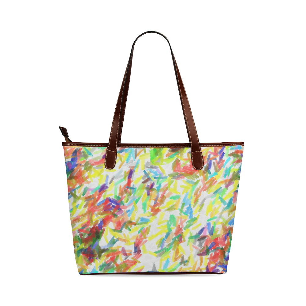 Colorful brush strokes Shoulder Tote Bag (Model 1646)