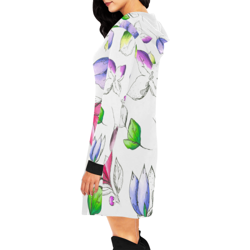 floral vi All Over Print Hoodie Mini Dress (Model H27)