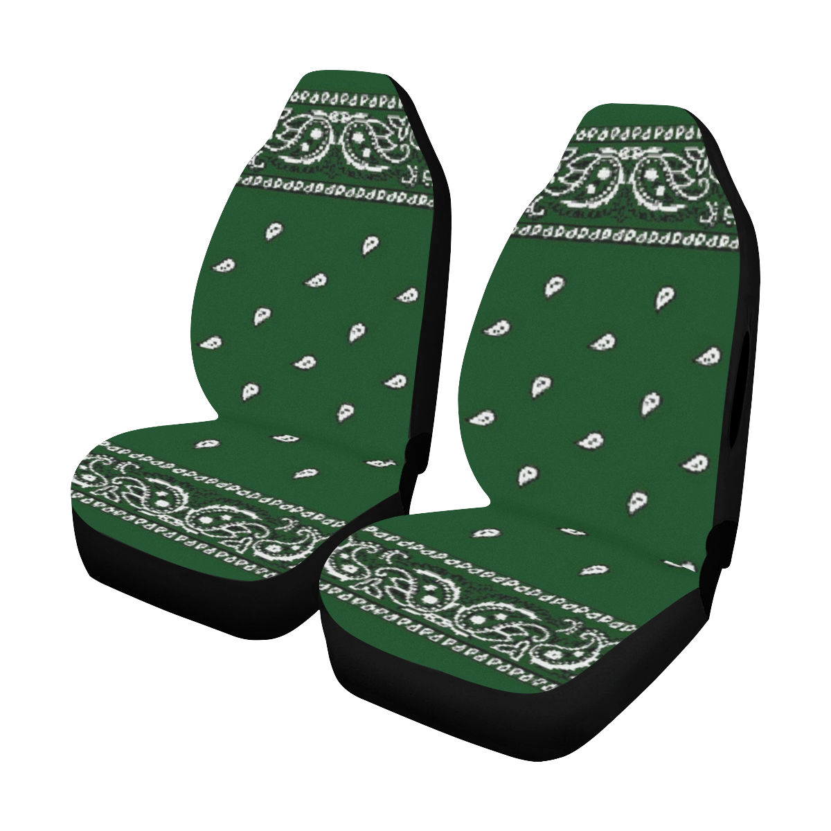 KERCHIEF PATTERN GREEN Car Seat Cover Airbag Compatible (Set of 2)