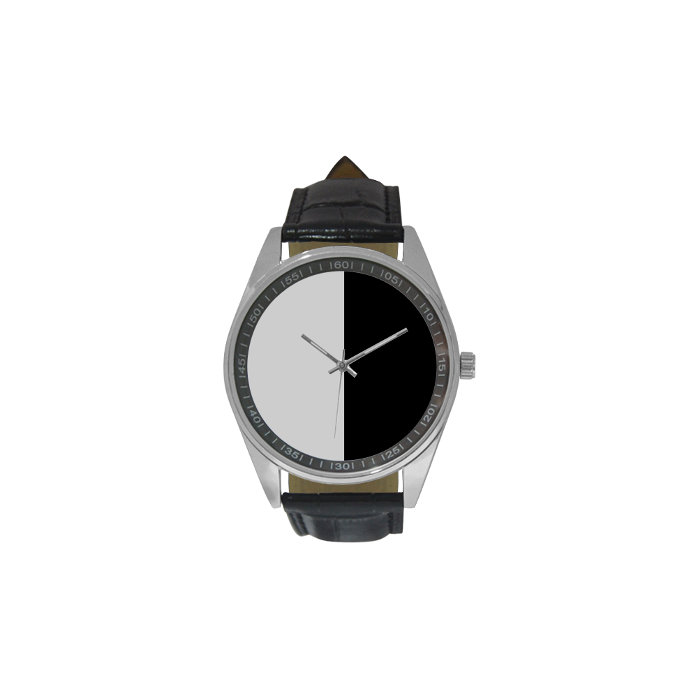 Black & White Men's Casual Leather Strap Watch(Model 211)
