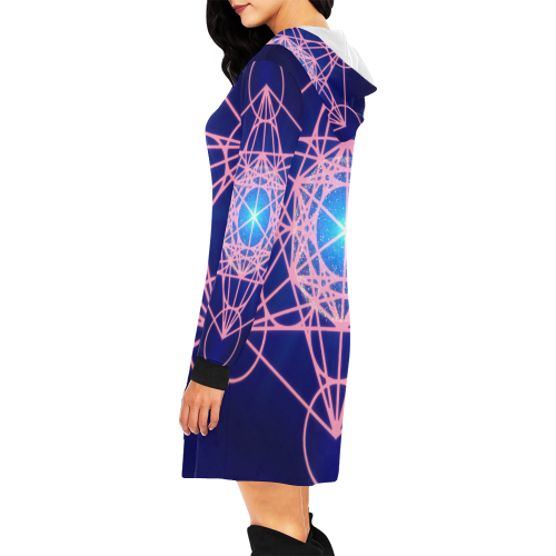 Lady Love Destiny Blue All Over Print Hoodie Mini Dress (Model H27)
