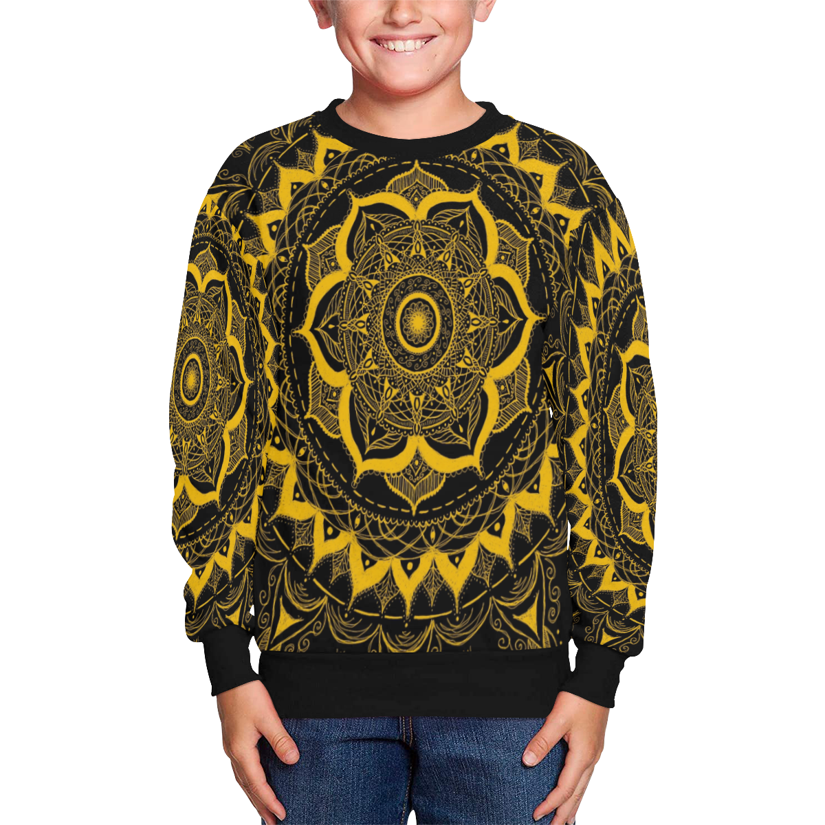 MANDALA SUNSHINE Kids' All Over Print Sweatshirt (Model H37)