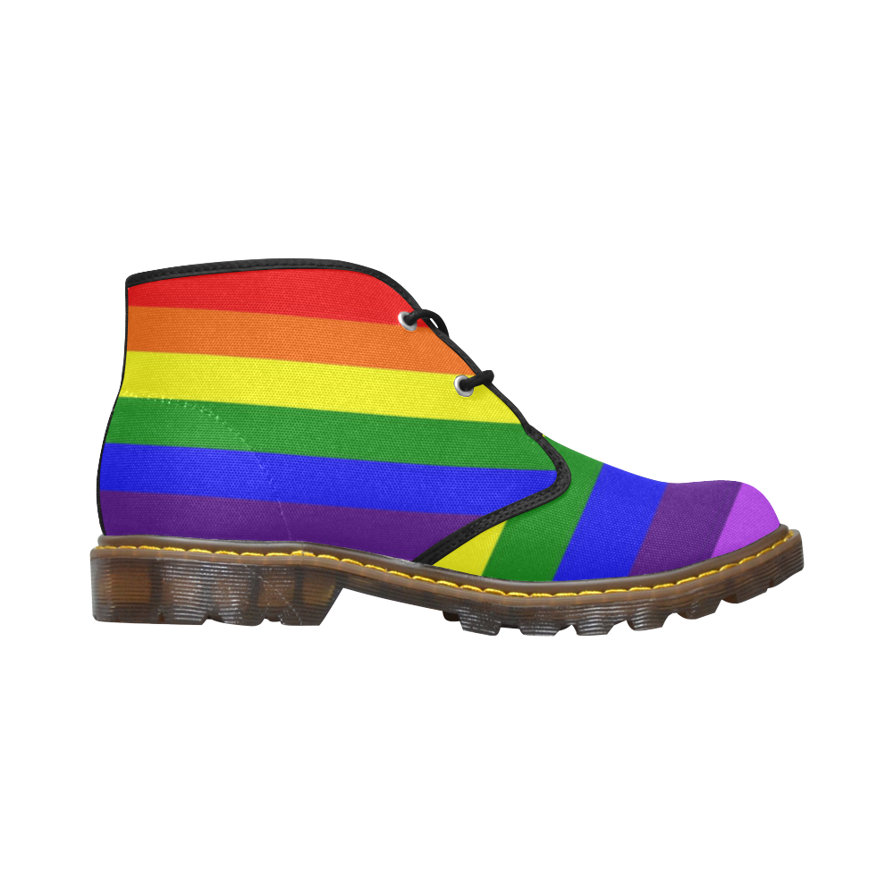 Rainbow Flag (Gay Pride - LGBTQIA+) Women's Canvas Chukka Boots/Large Size (Model 2402-1)