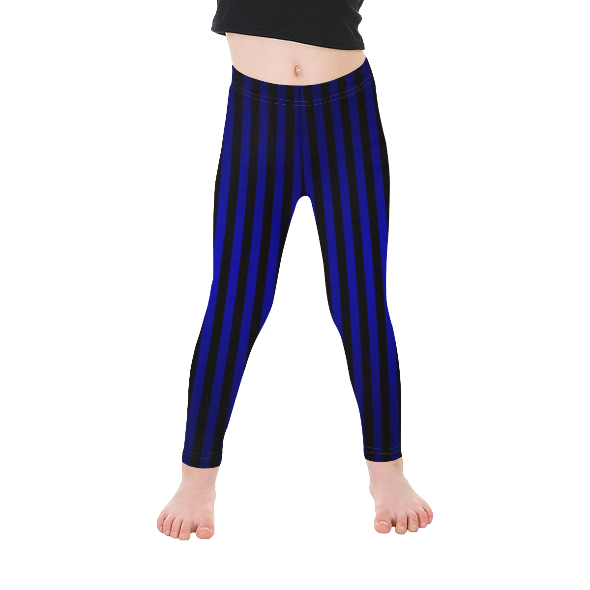 Midnight Blue Stripes Kid's Ankle Length Leggings (Model L06)