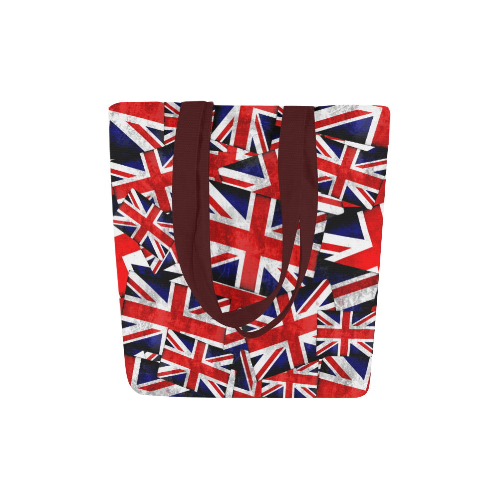 Union Jack British UK Flag - Brown Strap Canvas Tote Bag (Model 1657)