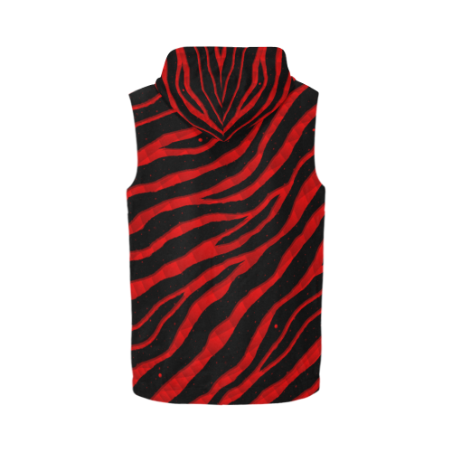 Ripped SpaceTime Stripes - Red All Over Print Sleeveless Zip Up Hoodie for Men (Model H16)