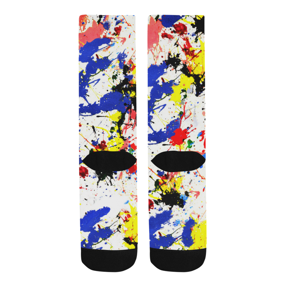 Blue and Red Paint Splatter Trouser Socks (For Men)