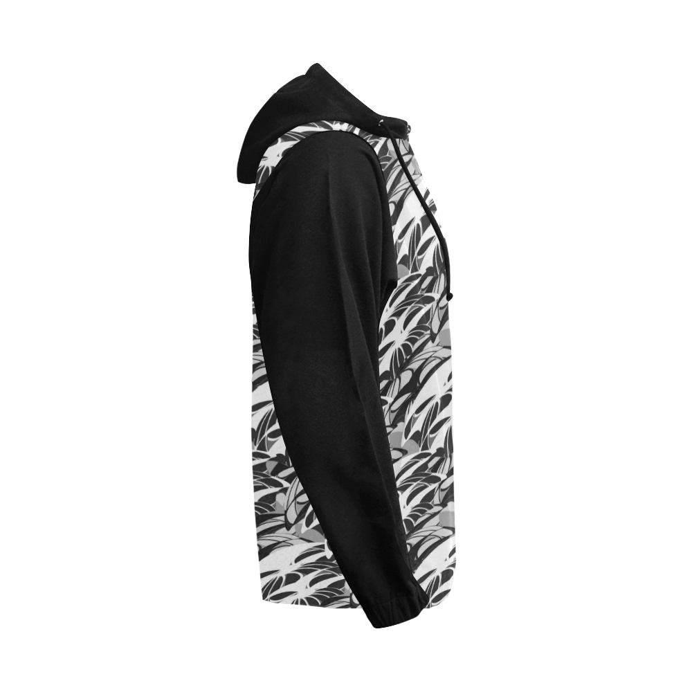 Alien Troops - Black & White Vest Style All Over Print Full Zip Hoodie for Men/Large Size (Model H14)