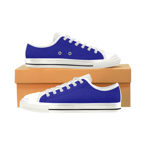 color dark blue Low Top Canvas Shoes for Kid (Model 018)