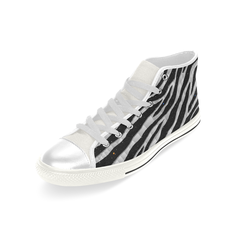 Ripped SpaceTime Stripes - White Men’s Classic High Top Canvas Shoes (Model 017)