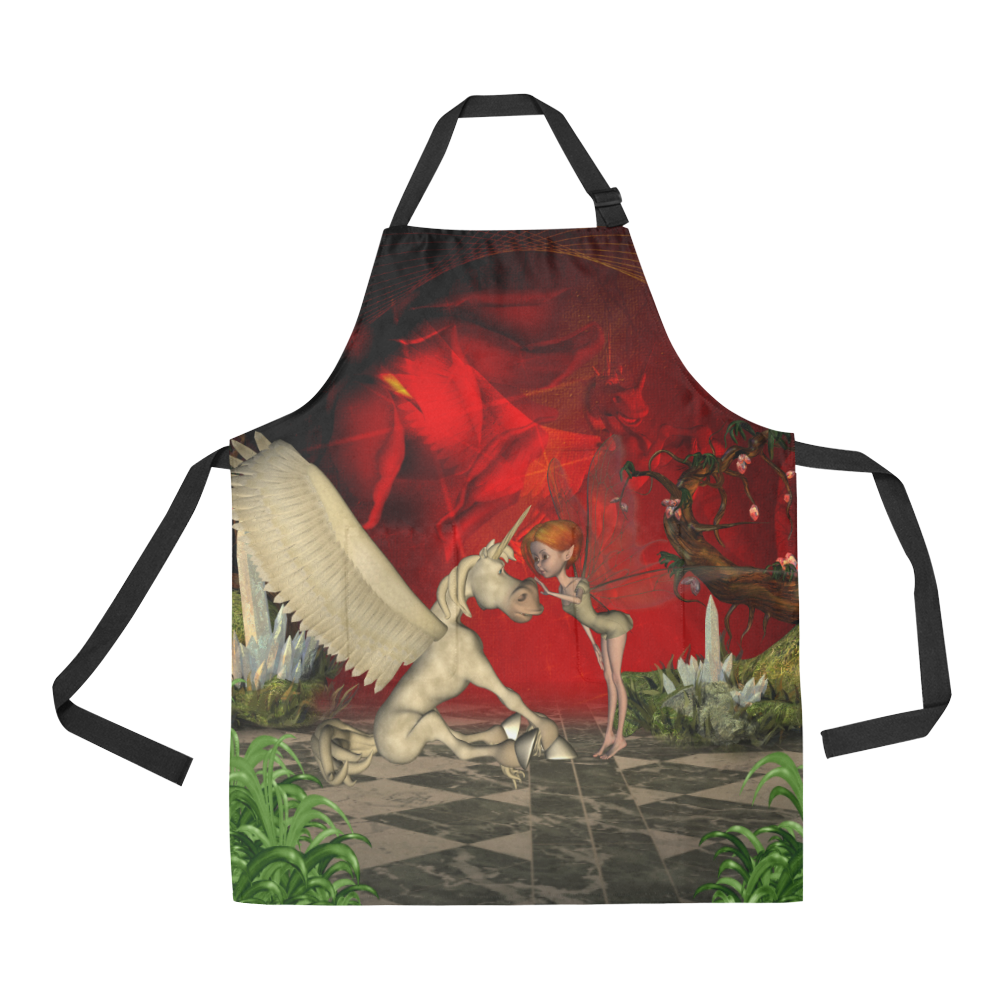 Cute little fairy and pegasus All Over Print Apron