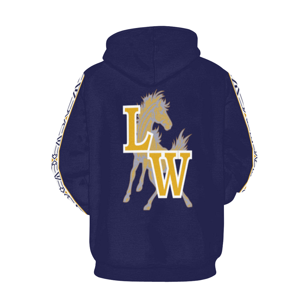 Little Wound Mustangs Dark Blue All Over Print Hoodie for Men/Large Size (USA Size) (Model H13)