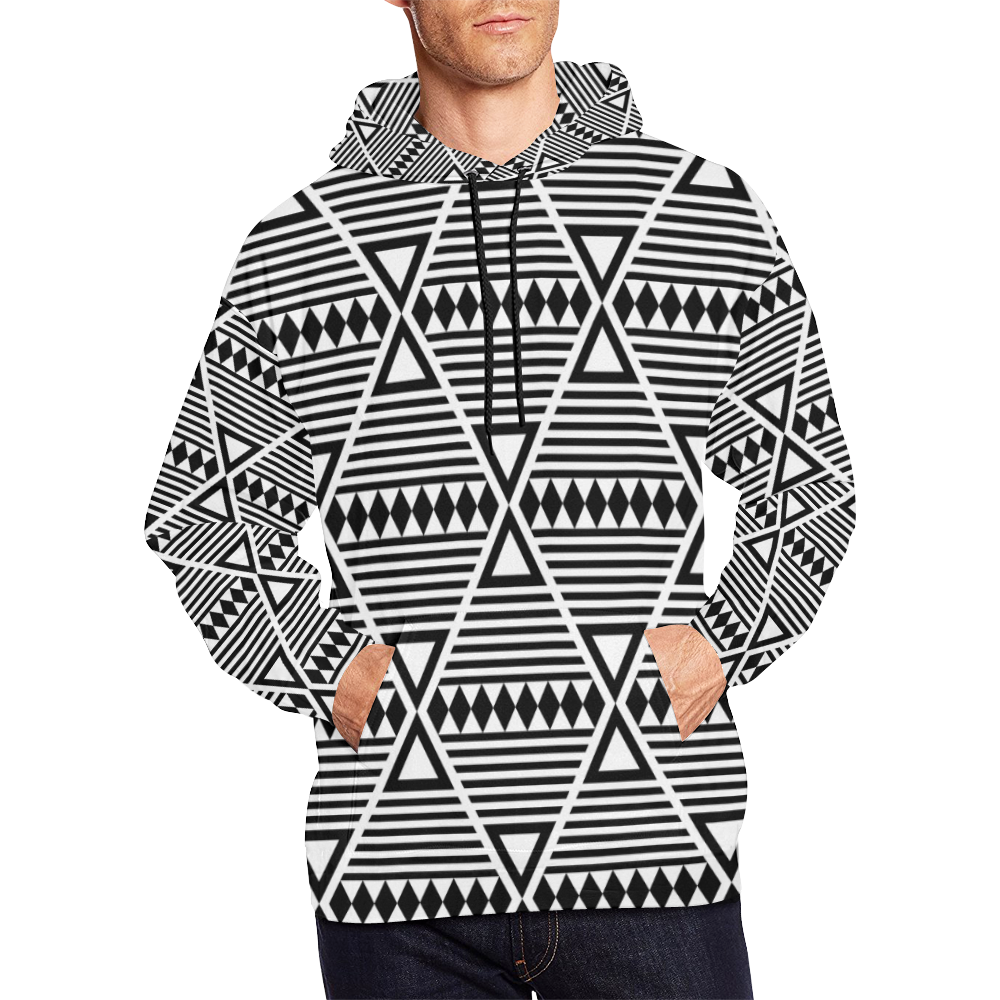 Black Aztec Tribal All Over Print Hoodie for Men (USA Size) (Model H13)