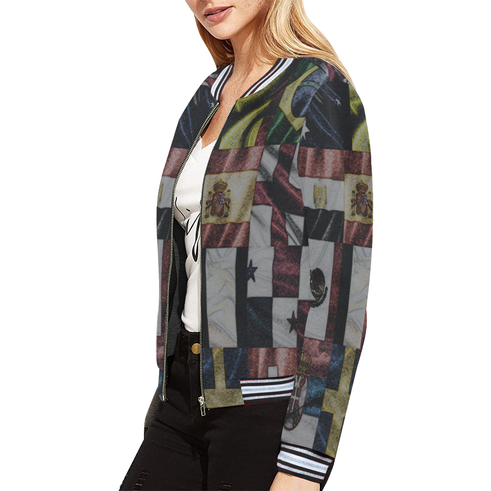 0a4k All Over Print Bomber Jacket for Women (Model H21)