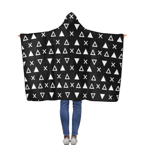 Geo Line Triangle Flannel Hooded Blanket 40''x50''