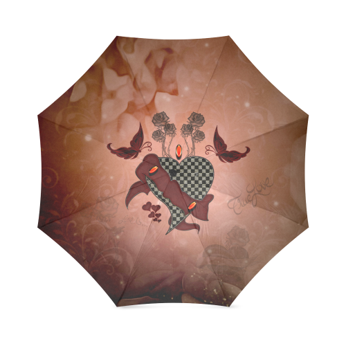 Heart with butterflies Foldable Umbrella (Model U01)