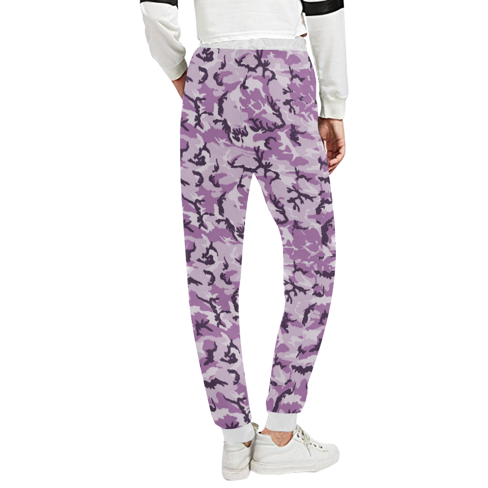 Woodland Pink Purple Camouflage Unisex All Over Print Sweatpants (Model L11)